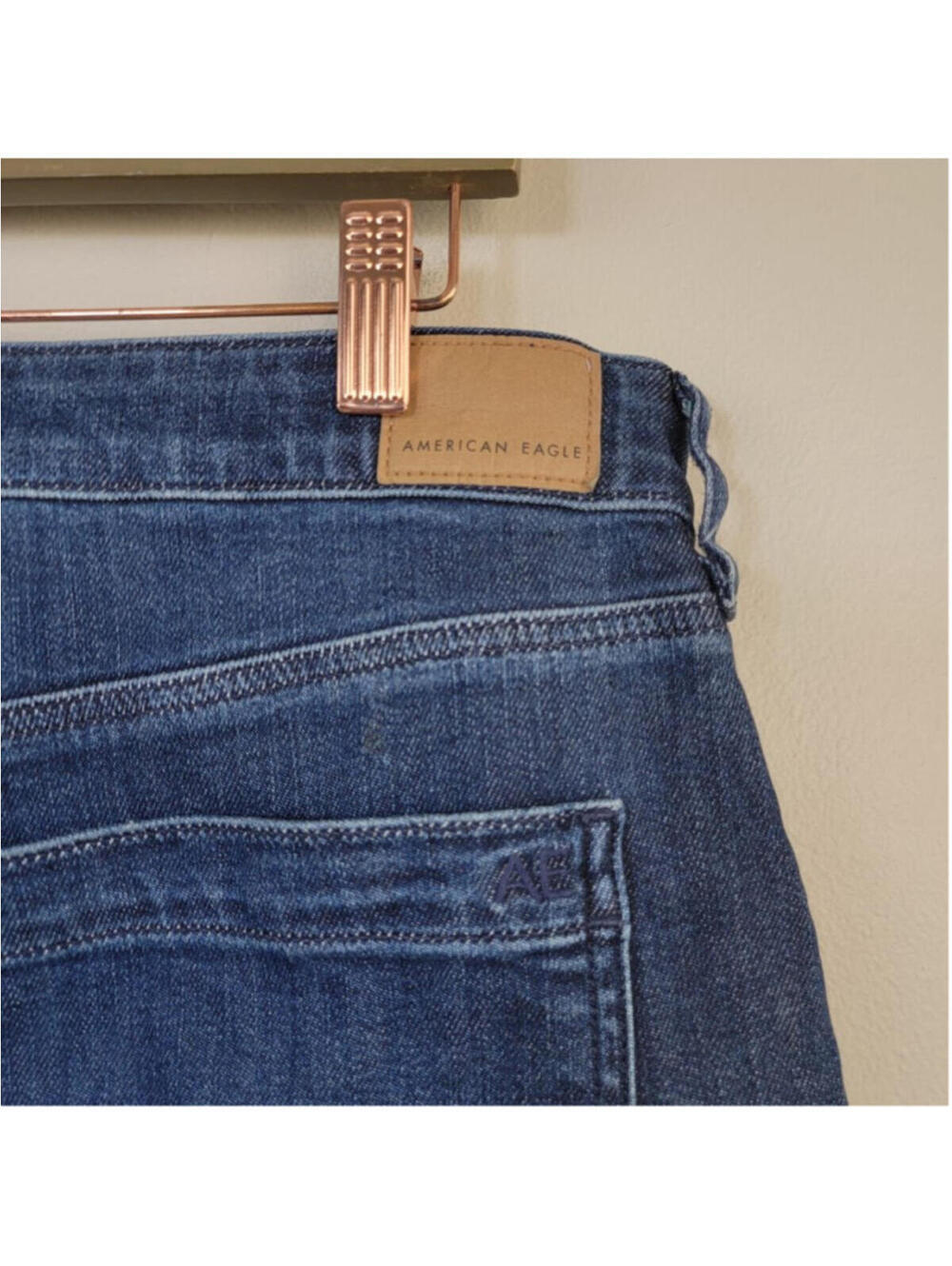 AE 16 American Eagle Dreamy Drape Super High Rise Baggy Wide Leg Jeans Dark Blue - Picture 6 of 11